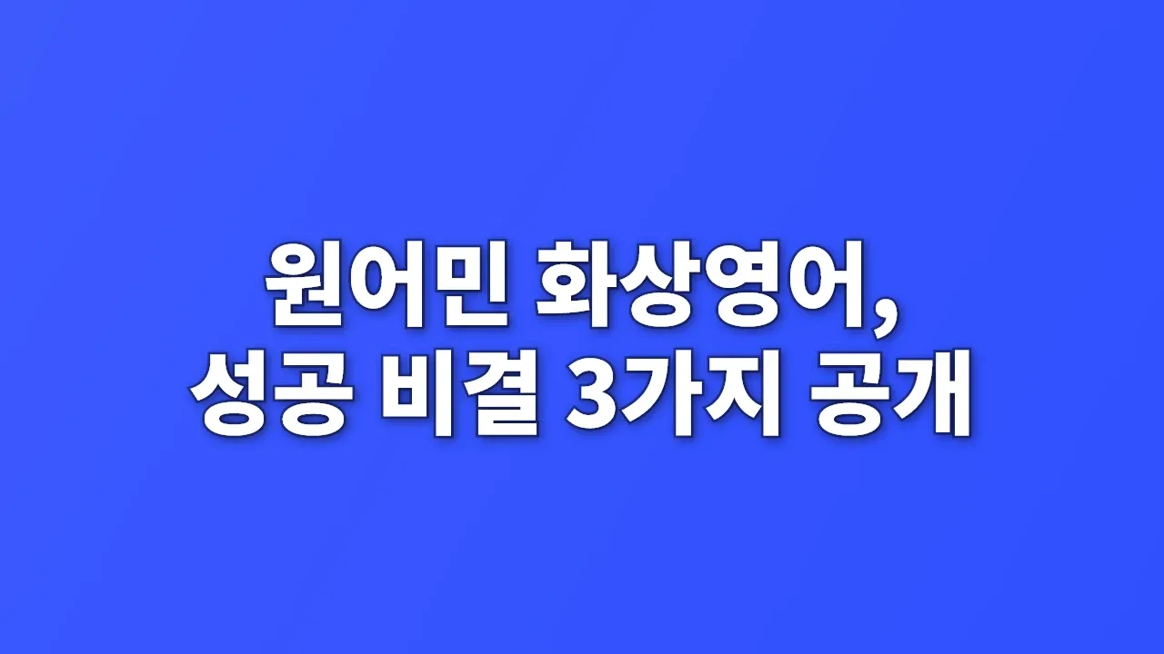 원어민 화상영어, 성공 비결 3가지 공개